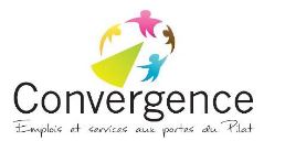 Logo CONVERGENCE avec en dessous la mention du texte "Emplois et Services aux Portes du Pilat"